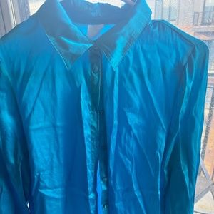 small digital turquoise Intimissimi silk dress shirt blouse button up